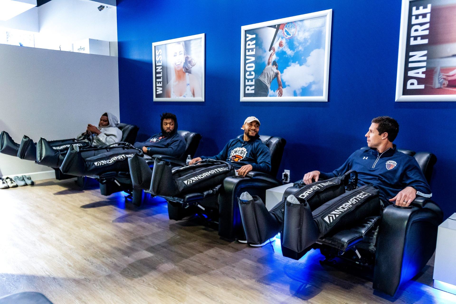 Pro-athlete-grade compression therapy lounge at iCRYO Marietta